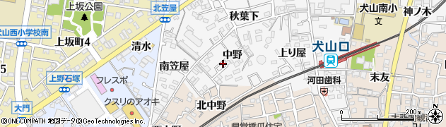 愛知県犬山市犬山（中野）周辺の地図