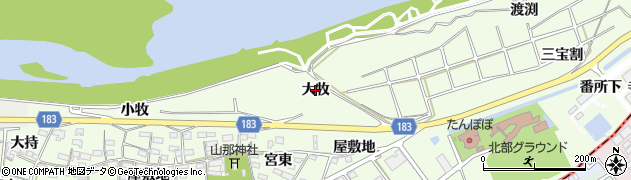 愛知県扶桑町（丹羽郡）山那（大牧）周辺の地図