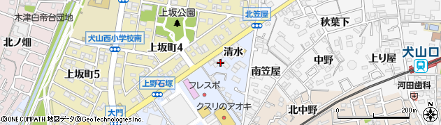 愛知県犬山市上野（清水）周辺の地図