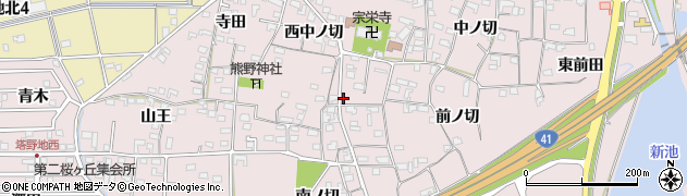 愛知県犬山市塔野地西中ノ切79周辺の地図