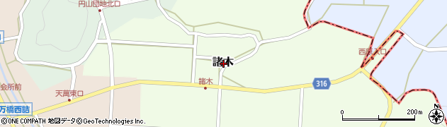 鳥取県西伯郡南部町諸木周辺の地図