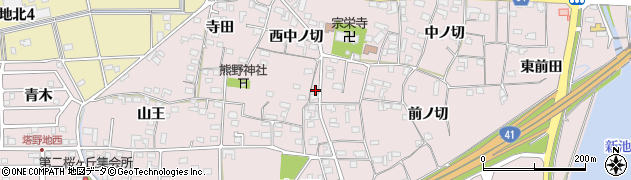 愛知県犬山市塔野地西中ノ切77周辺の地図