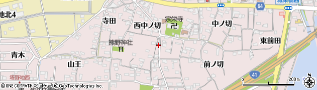 愛知県犬山市塔野地西中ノ切75周辺の地図