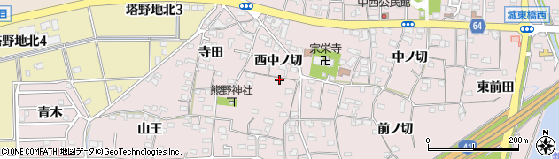 愛知県犬山市塔野地西中ノ切73周辺の地図