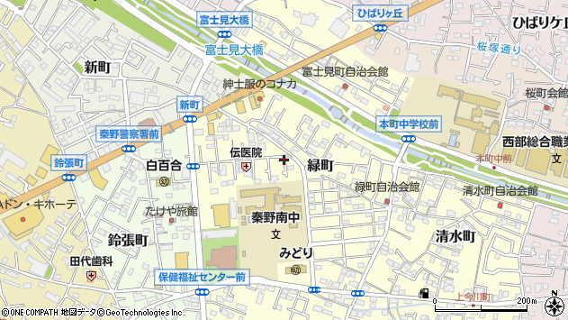 〒257-0054 神奈川県秦野市緑町の地図