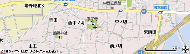 愛知県犬山市塔野地西中ノ切27周辺の地図