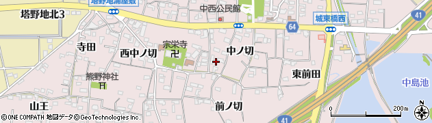 愛知県犬山市塔野地中ノ切23周辺の地図