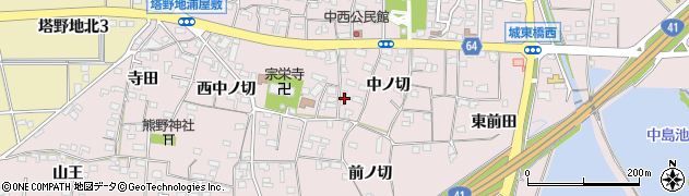 愛知県犬山市塔野地中ノ切24周辺の地図