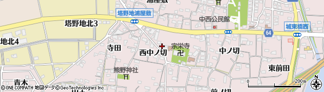 愛知県犬山市塔野地西中ノ切24周辺の地図