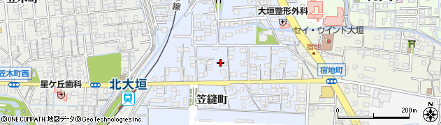 岐阜県大垣市笠縫町周辺の地図