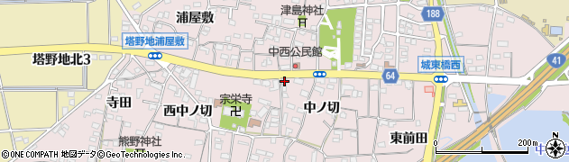 愛知県犬山市塔野地中ノ切37周辺の地図