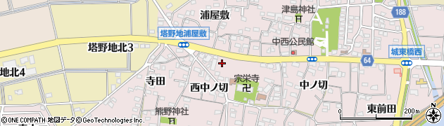愛知県犬山市塔野地西中ノ切32周辺の地図