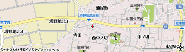 愛知県犬山市塔野地西中ノ切11周辺の地図