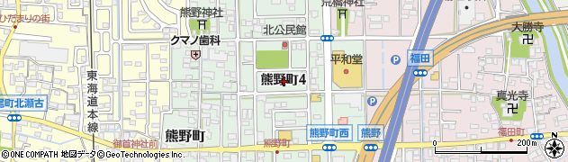 岐阜県大垣市熊野町4丁目周辺の地図