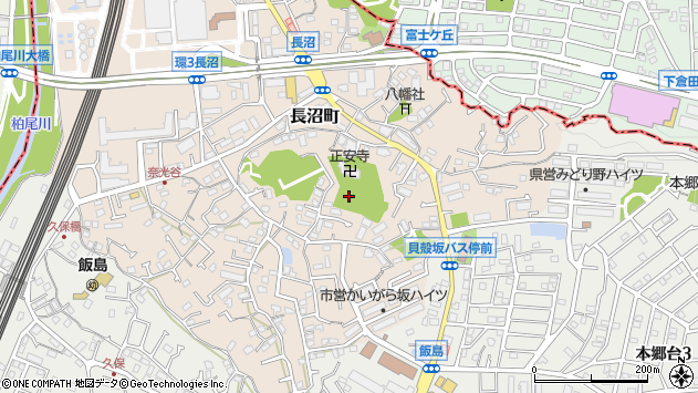 〒244-0841 神奈川県横浜市栄区長沼町の地図