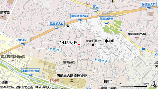 〒257-0046 神奈川県秦野市ひばりケ丘の地図