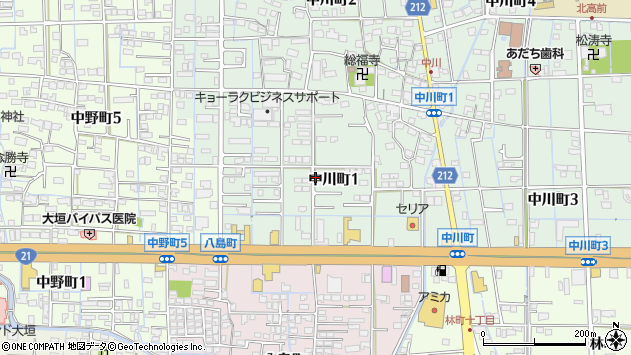 〒503-0017 岐阜県大垣市中川町の地図