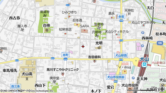 〒484-0083 愛知県犬山市東古券の地図