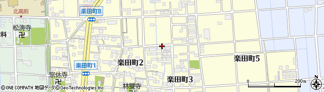 岐阜県大垣市楽田町周辺の地図