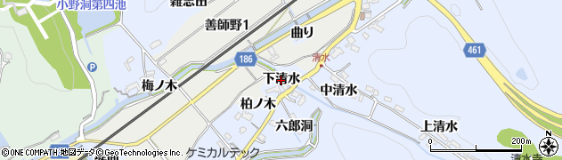 愛知県犬山市善師野（下清水）周辺の地図