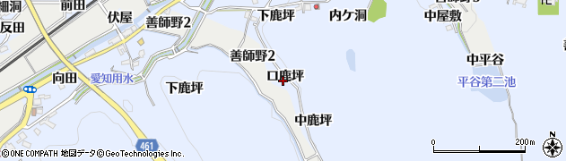 愛知県犬山市善師野口鹿坪周辺の地図
