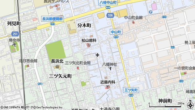 〒526-0023 滋賀県長浜市三ツ矢町の地図