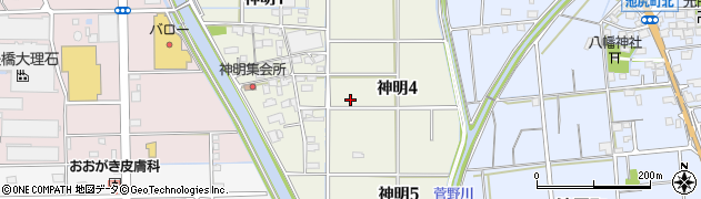 岐阜県大垣市神明周辺の地図