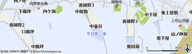 愛知県犬山市善師野中平谷周辺の地図
