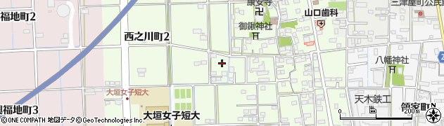 岐阜県大垣市西之川町周辺の地図