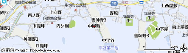 愛知県犬山市善師野（中屋敷）周辺の地図