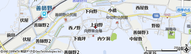 愛知県犬山市善師野（上向野）周辺の地図