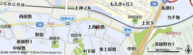 愛知県犬山市善師野上西屋敷周辺の地図