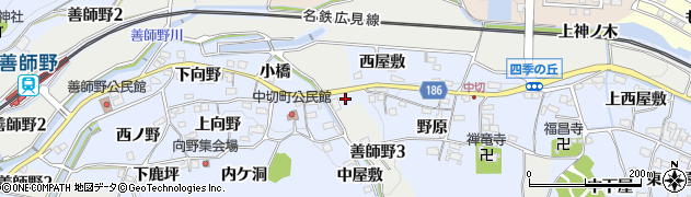 愛知県犬山市善師野（口平谷）周辺の地図