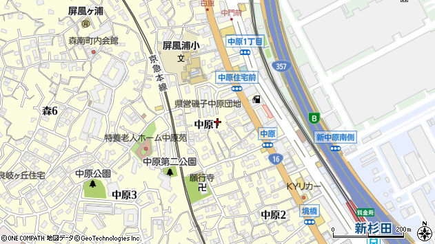 〒235-0036 神奈川県横浜市磯子区中原の地図