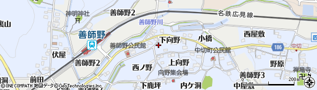 愛知県犬山市善師野下向野2周辺の地図