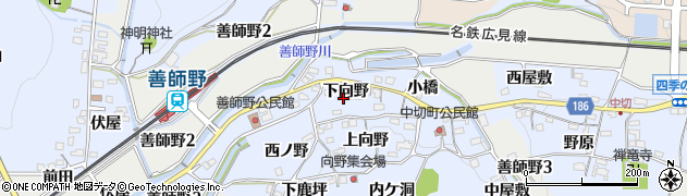 愛知県犬山市善師野下向野11周辺の地図
