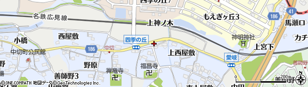 愛知県犬山市善師野（上神ノ木）周辺の地図