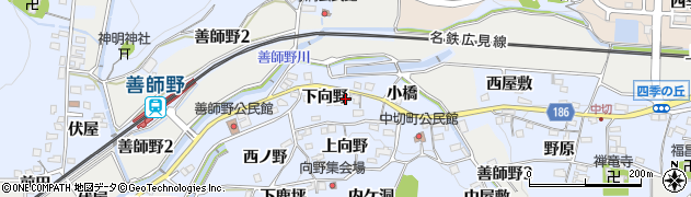 愛知県犬山市善師野下向野18周辺の地図