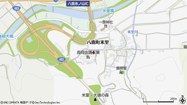 〒667-0045 兵庫県養父市八鹿町米里の地図