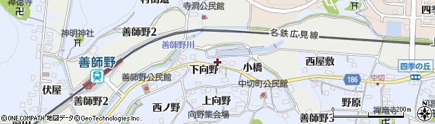 愛知県犬山市善師野下向野17周辺の地図