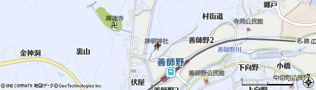 愛知県犬山市善師野野出洞周辺の地図