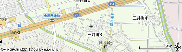 岐阜県各務原市三井町周辺の地図