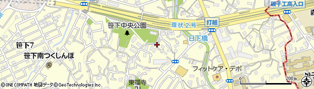 神奈川県横浜市港南区笹下周辺の地図