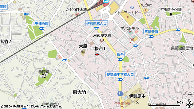 〒259-1132 神奈川県伊勢原市桜台の地図