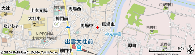 島根県出雲市大社町杵築南（馬場東中）周辺の地図