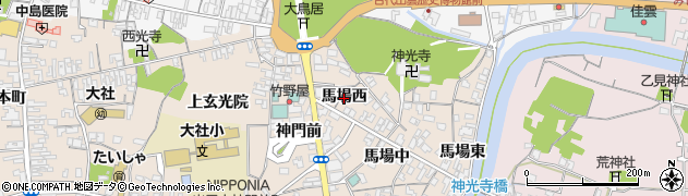 島根県出雲市大社町杵築南（馬場西）周辺の地図