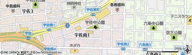宇佐中公園周辺の地図