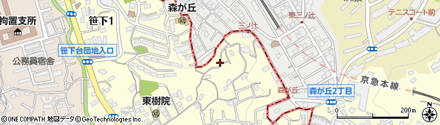 笹下天王谷公園周辺の地図