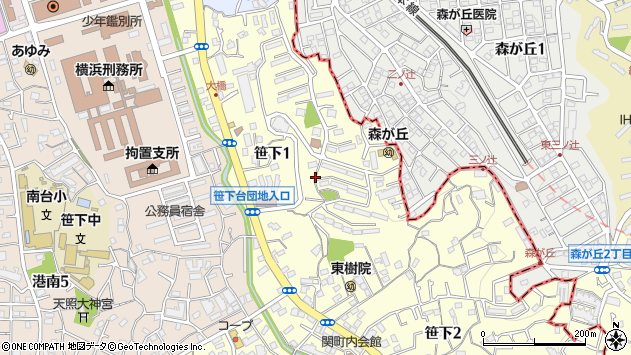 〒234-0052 神奈川県横浜市港南区笹下の地図