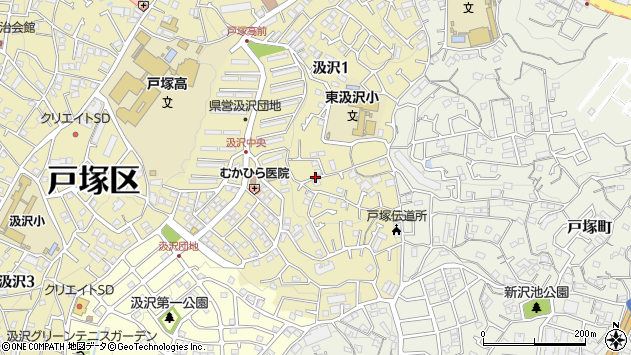〒245-0061 神奈川県横浜市戸塚区汲沢の地図